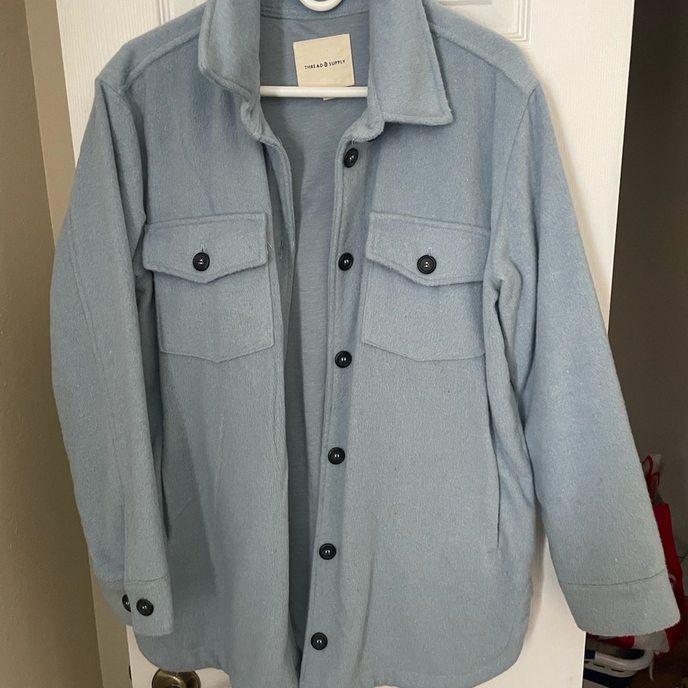 Thread & Supply oversized Sky Blue Flannel Jacket